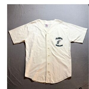 Vintage Linen‎ & Tees Promo Florida Marlins Jersey Button Up Shirt Mens L White.